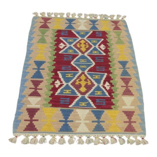 1970s Turkish Southwestern Style Hand Knotted Natural Wool Oushak Kilim Rug For Sale