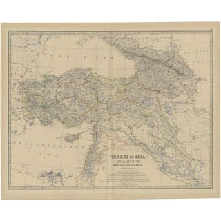 Antique Map of Turkey in Asia by Johnston, 1882 For Sale
