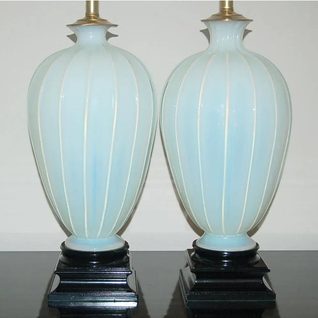 White 1950s Italian Marbro Murano White Opaline Glass Lamps - a Pair For Sale - Image 8 of 10