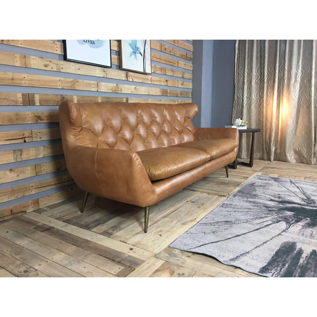 Mid-Century Modern Jhs Wellington Coganc Leather Sofa For Sale - Image 3 of 10