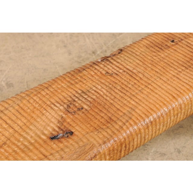 Mid 20th Century Artisan-Carved & Nicely Textured Teak Bench For Sale - Image 11 of 11