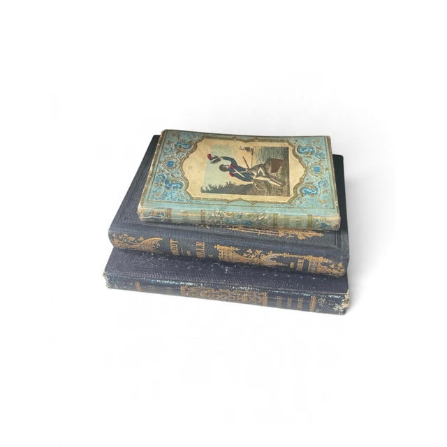 Mid-19th Century French Romantic Cartonnage Books - Set of 3 For Sale - Image 4 of 4