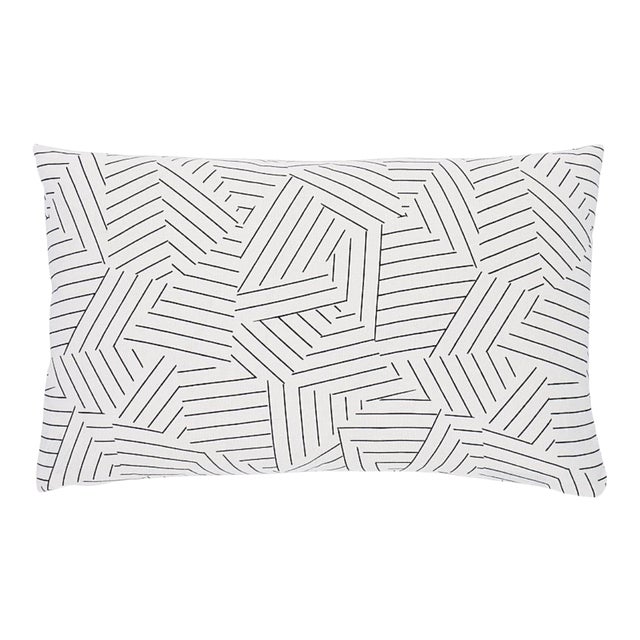 Schumacher x Miles Redd Deconstructed Stripe 22" Lumbar Pillow in Black For Sale