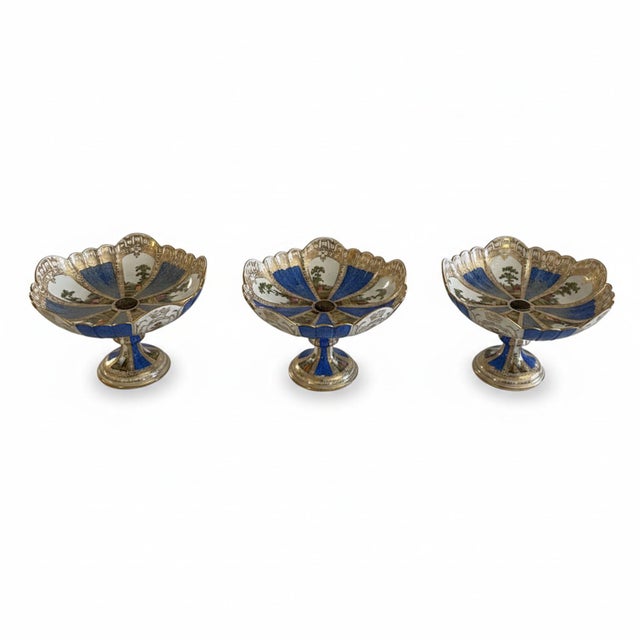 Rococo Fruit Bowls in Polychrome Porcelain and Gold from Meissen, 1850s, Set of 3 For Sale - Image 3 of 8