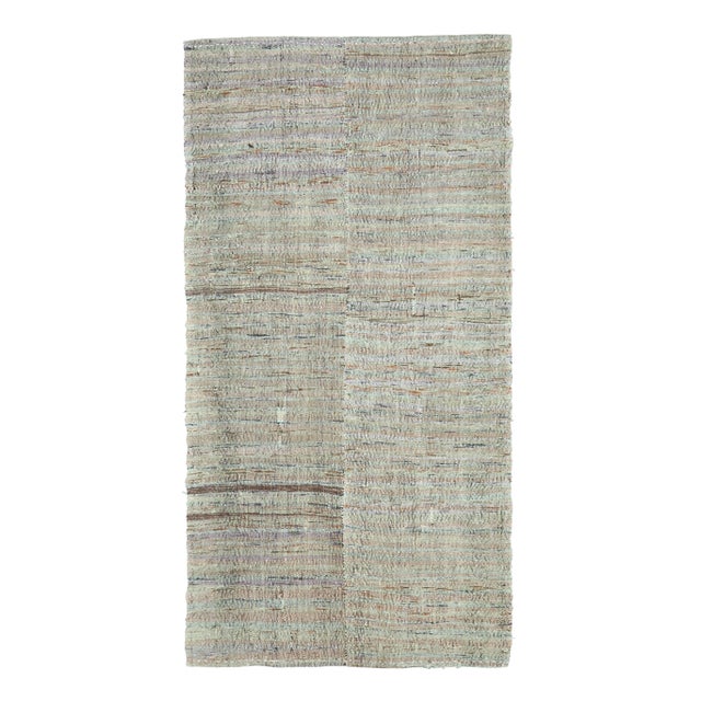 Vintage Turkish Hand-Knotted Wool Cotton Green Kilim Runner Rug For Sale - Image 10 of 10
