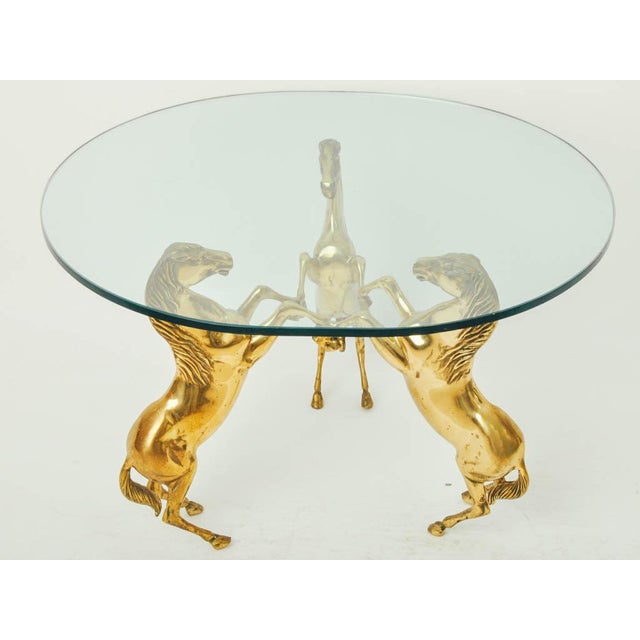 Brass Horse Pedestal Based Glass Top Coffee Table Chairish
