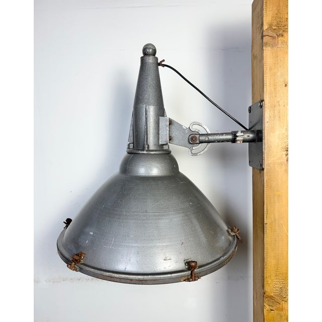 Vintage Industrial factory hall wall spotlight with adjustable angle made by Elektrosvit in former Czechoslovakia during...