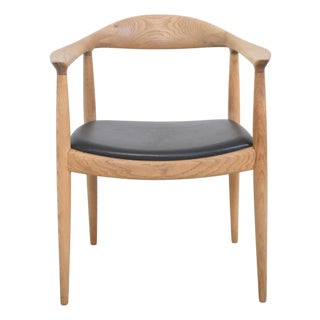 Vintage JH503 The Chair in Oak and Black Leather by Hans Wegner, 1960s For Sale