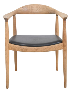 Vintage JH503 The Chair in Oak and Black Leather by Hans Wegner, 1960s