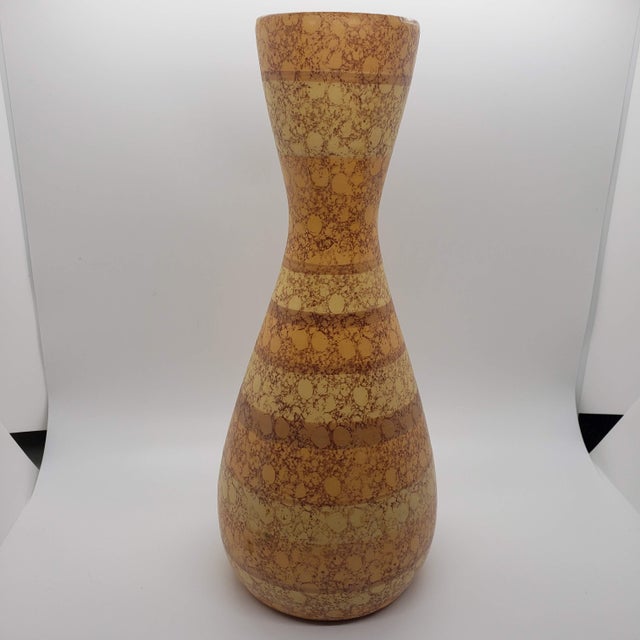 Madeleine Originals Ca Striped Yellow Pottery Vase For Sale - Image 4 of 9