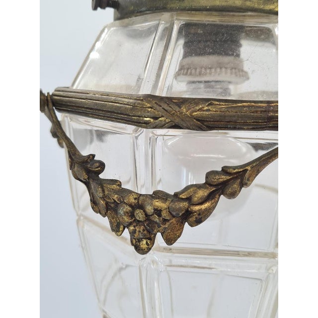 Metal Vintage Brass and Beveled Glass Pendant Lamp, 1960s For Sale - Image 7 of 13