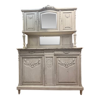 Antique French Country Sideboard and Marble Countertop Top For Sale