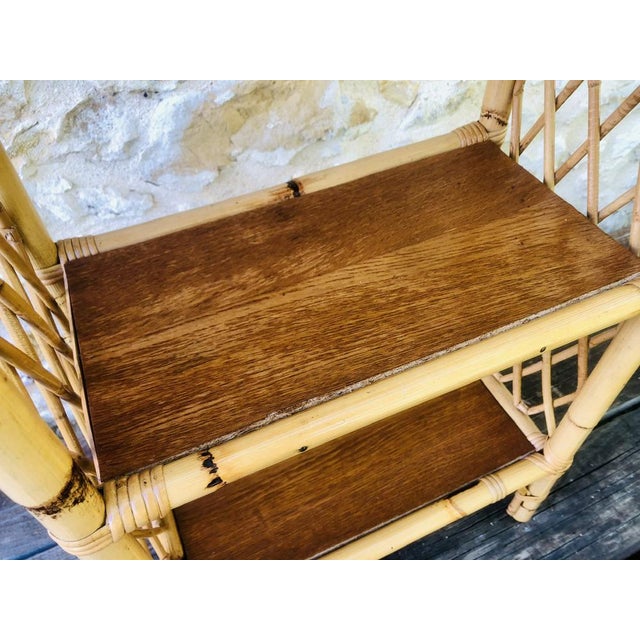 Brown Mid-Century Bamboo & Rattan 3-Tier Wall Shelf, 1960s For Sale - Image 8 of 16