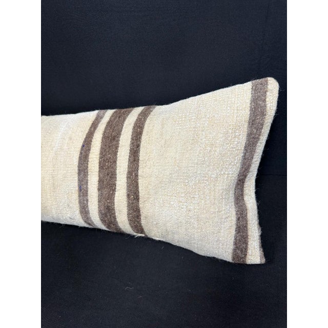 Turkish Hemp Pillow Cushion Natural Beige Brown Cushion Cover 12x46 For Sale - Image 4 of 4