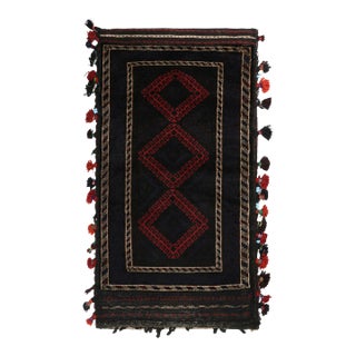 Rug & Kilim’s Baluch Scatter Rug in Dark Purple, Red and Blue Geometric Patterns For Sale