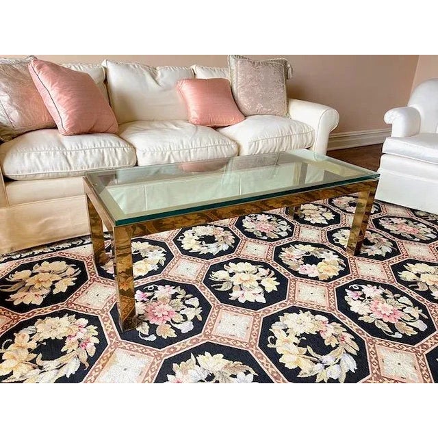 1970s 1970s Mid Century Karl Springer Style Brass and Glass Rectangular Coffee Table For Sale - Image 5 of 13