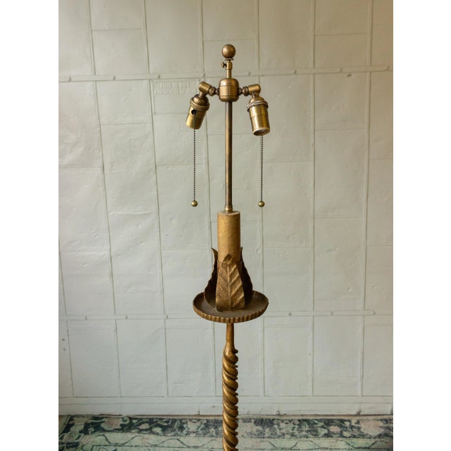 Spanish Sculptural Gilt Iron Floor Lamp For Sale - Image 3 of 8