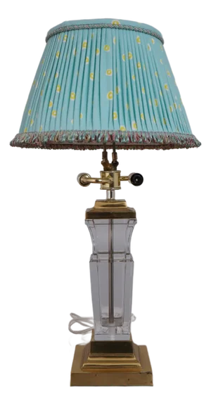 1990s Quality Crystal & Brass Table Lamp W. Shade