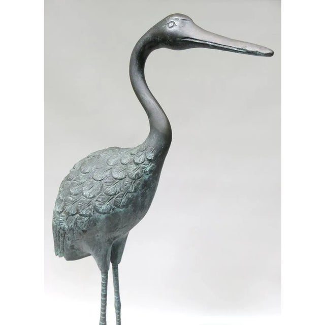 Bronze & Green Patinated Crane Sculptures, 1970s, Set of 2 For Sale - Image 13 of 18
