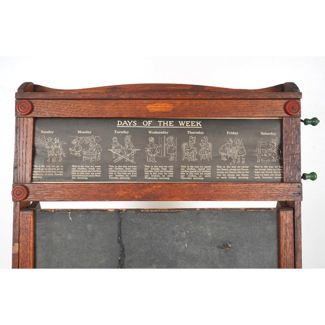 Brown 1920s Antique Litho Plate Educational Scroll Blackboard For Sale - Image 8 of 14