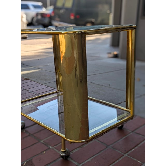 Vintage Two-Tier Bar Cart With a Tubular Brass For Sale - Image 9 of 11