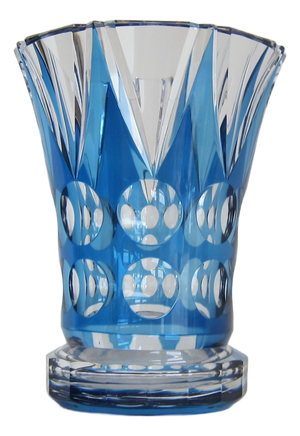 Deep Blue Optical Tulip Vase by Joseph Simon, 1930s