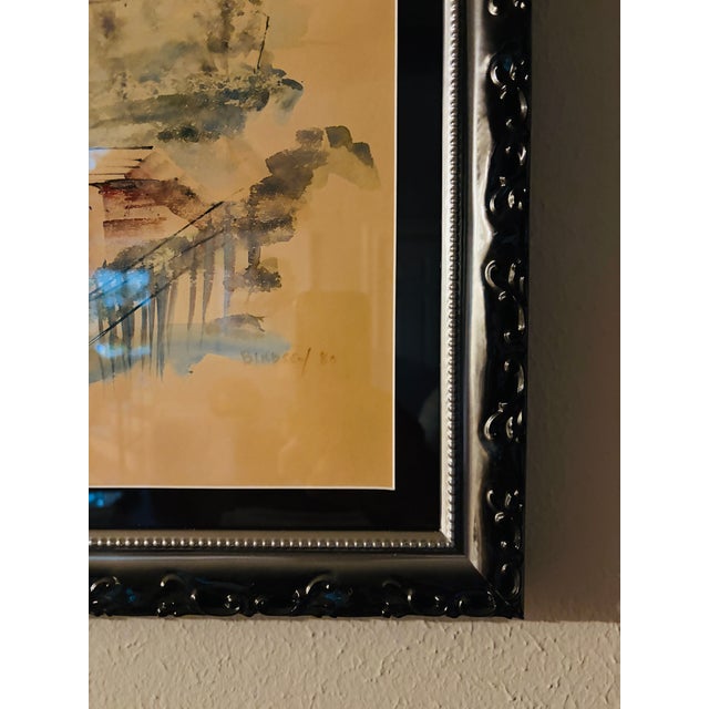 Alfred Birdsey (1912-1996) Original Signed Watercolor Painting, 1980, Framed Bermuda Modernist Landscape For Sale - Image 10 of 11