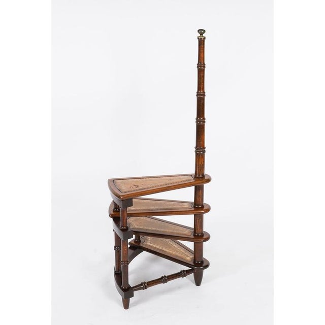 Vintage Spiral Mahogany Library Steps, 20th Century For Sale - Image 3 of 11
