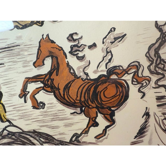 1980s 1984 Vintage Original Salvador Dali "Horses on Shore" LMT Ed Surrealism Print Art For Sale - Image 5 of 15
