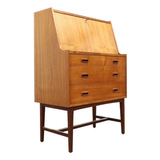 Mid Century Modern Vintage Teak Secretaire Bureau Desk Danish Style For Sale