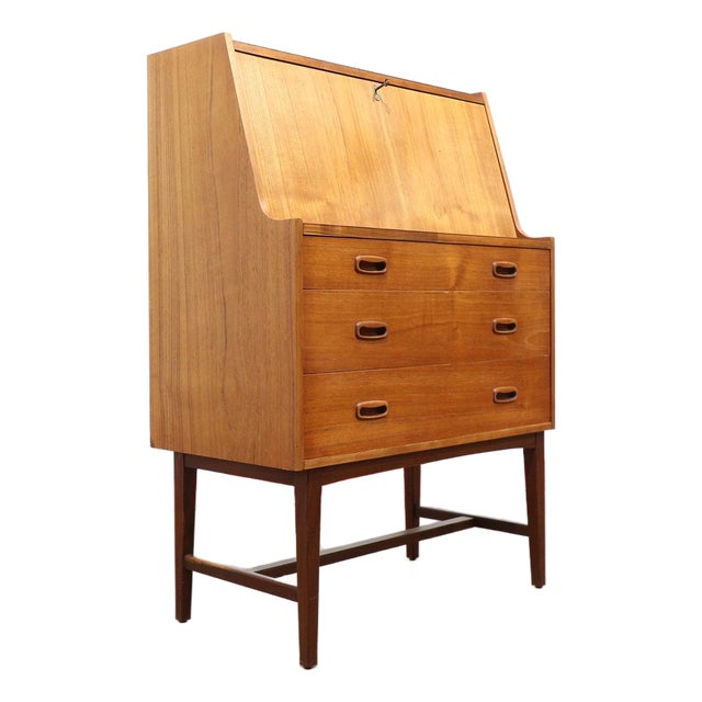 Mid Century Modern Vintage Teak Secretaire Bureau Desk Danish Style For Sale