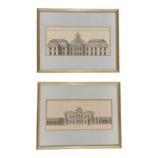 Vintage French Architectural Framed Prints - A Pair For Sale