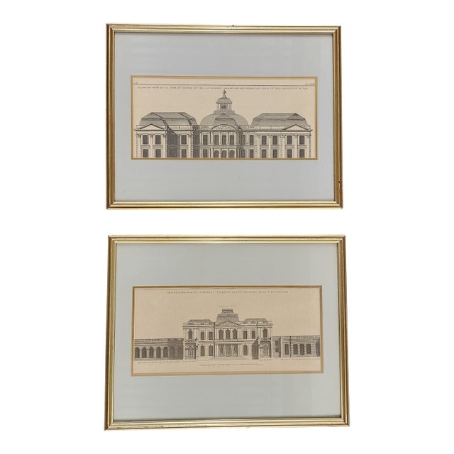 Vintage French Architectural Framed Prints - A Pair For Sale