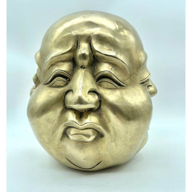 Goldenrod Bronze Statue of Four-Faced Buddha, 1980s For Sale - Image 8 of 15