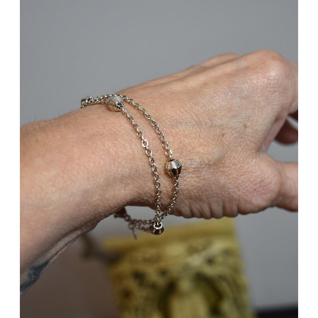 Tiffany & Co. Sterling Silver 'Barrel Bead' Station Double Strand Bracelet 7" Retired For Sale - Image 13 of 14