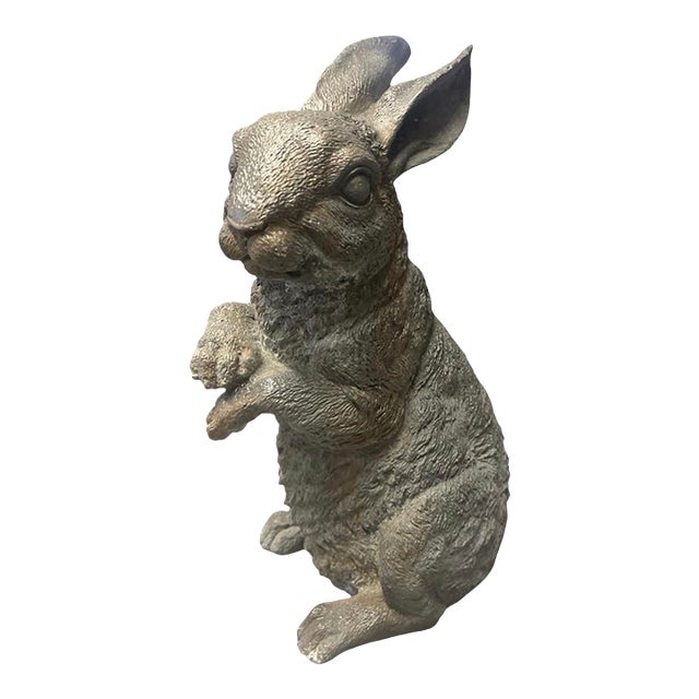 Vintage Cast Iron Standing Hare Garden Statuary For Sale