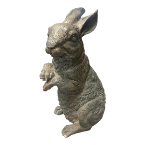 Vintage Cast Iron Standing Hare Garden Statuary