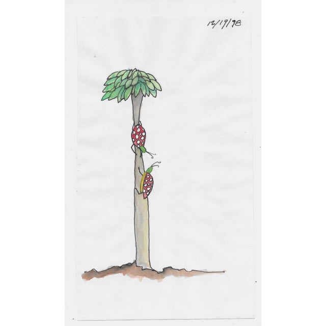 1999 watercolor of ladybugs climbing a tree. Dated 12-19-1998 but unsigned.