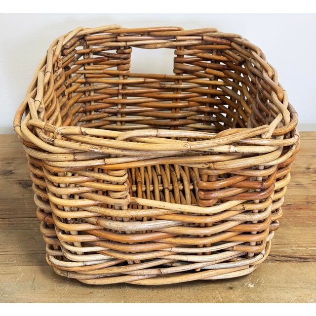 Wood Vintage Chunky Wicker Basket For Sale - Image 7 of 7