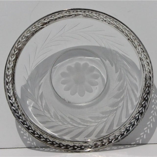1930s Small Serving Dish Sterling Silver and Cut Crystal For Sale - Image 10 of 10