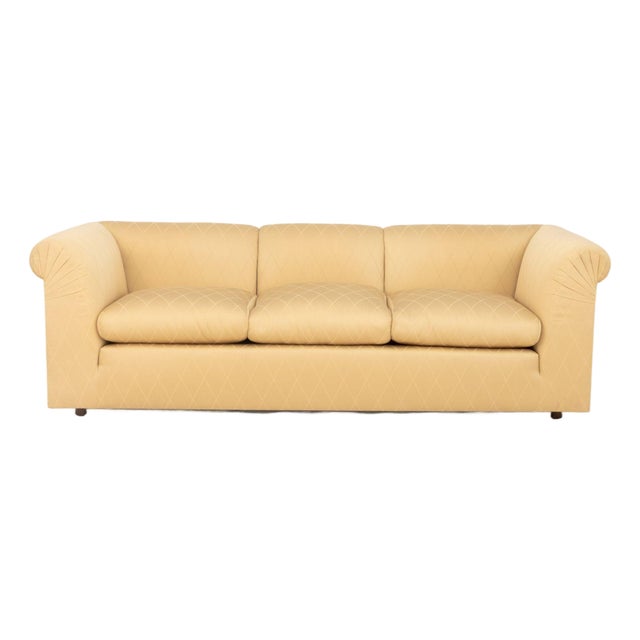 Modern Golden Silk Blend Upholstered Sofa For Sale