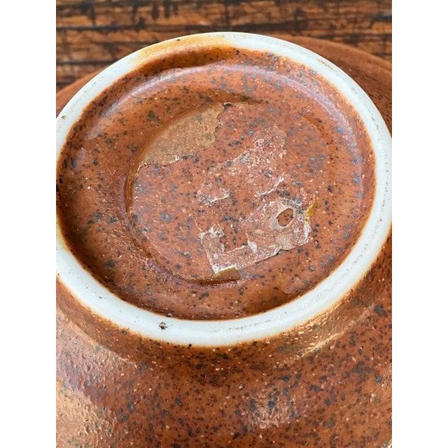 Late 20th Century Handcrafted Speckled Green Ceramic Bowl For Sale - Image 12 of 15