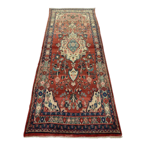 Malayer Runner 3’9” X 9’4” Red Wool Semi-Antique Traditional Hand-Knotted Rug