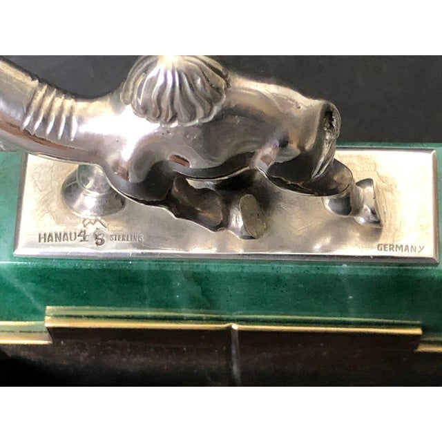 1930s Erik Magnussen Sterling Silver And Green Hardstone Desk Accessory For Sale - Image 4 of 10