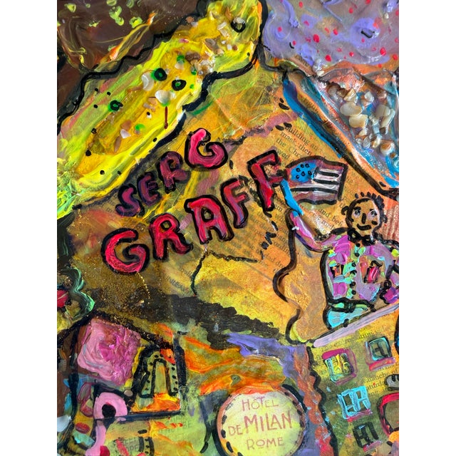 Large Serg Graff Cartoon Burlesque Original Mixed Media Contemporary Pop Art Coa For Sale - Image 9 of 14