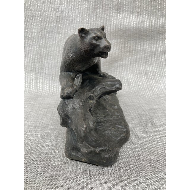 Vintage Van Wolf Cougar Bronze Sculpture For Sale - Image 4 of 12