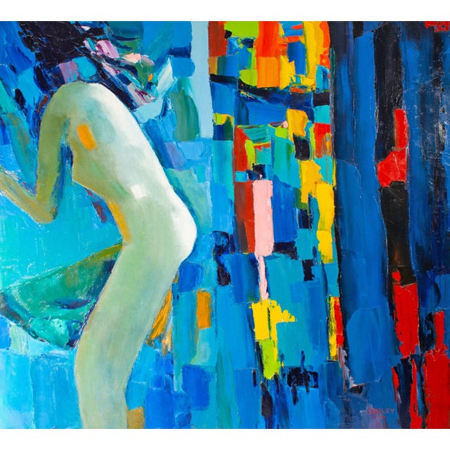 A 1977 oil on canvas painting by the Canadian-American artist Sidney Smiley (1912–2002). The painting depicts a nude...