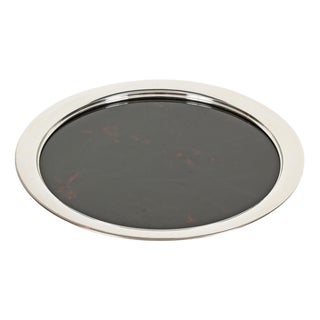 Silver-Plated and Tortoiseshell Acrylic Glass Serving Tray or Centerpiece from Dior, 1970s For Sale
