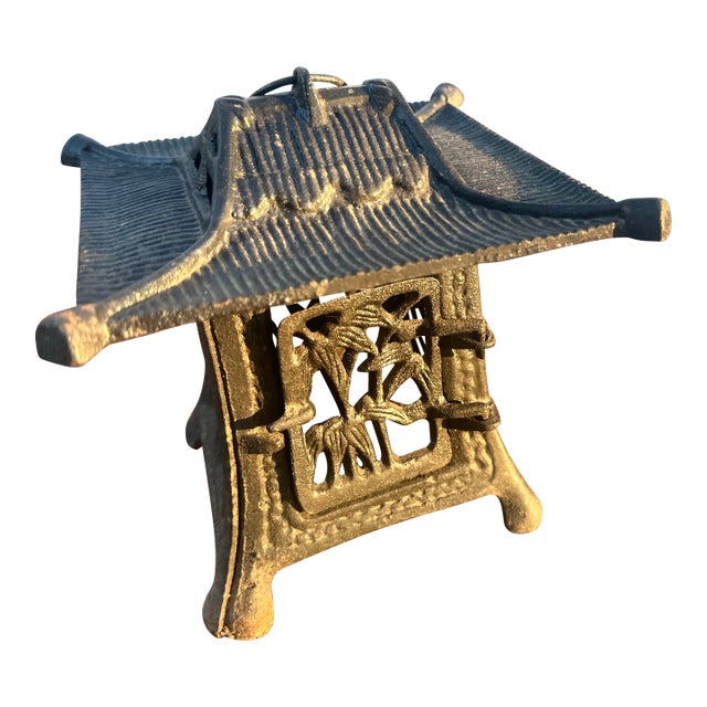 Early 20th Century Japanese Hand Cast Lantern Bamboo & Grasses For Sale