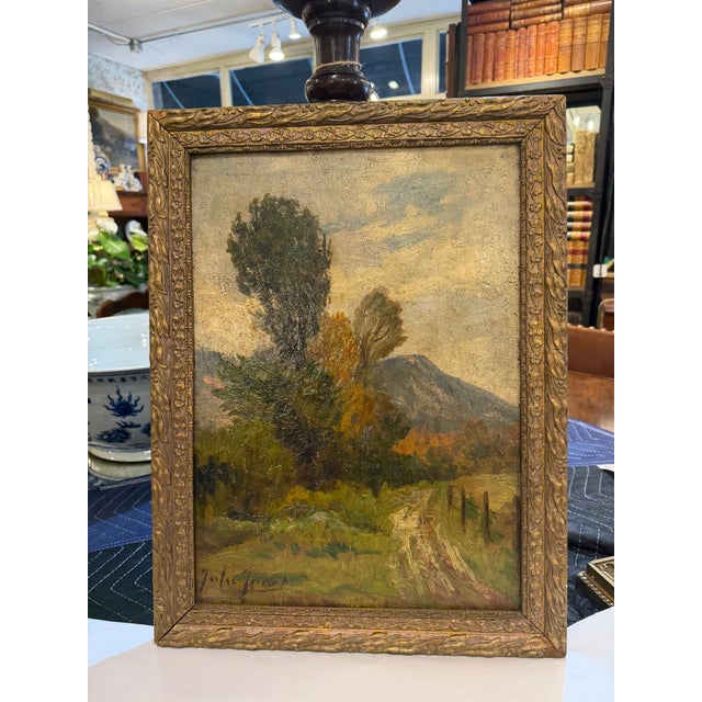 Antique Oil Painting 'Mountain Road' For Sale - Image 4 of 8